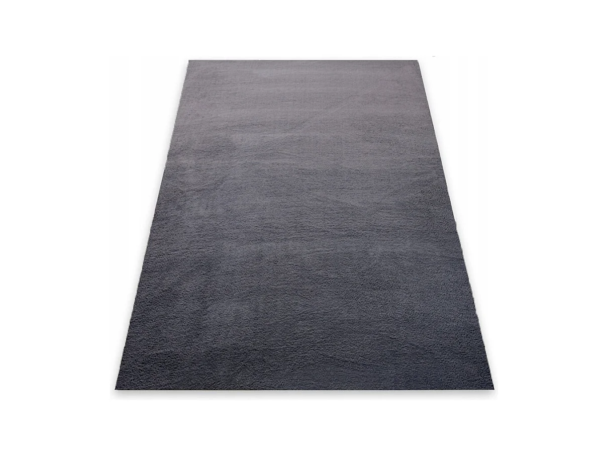 Plush grey soft rabbit fur rug 140x200