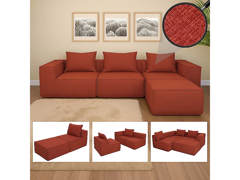 Ensemble canapé MCW-O54 (4 pièces),  terre cuite