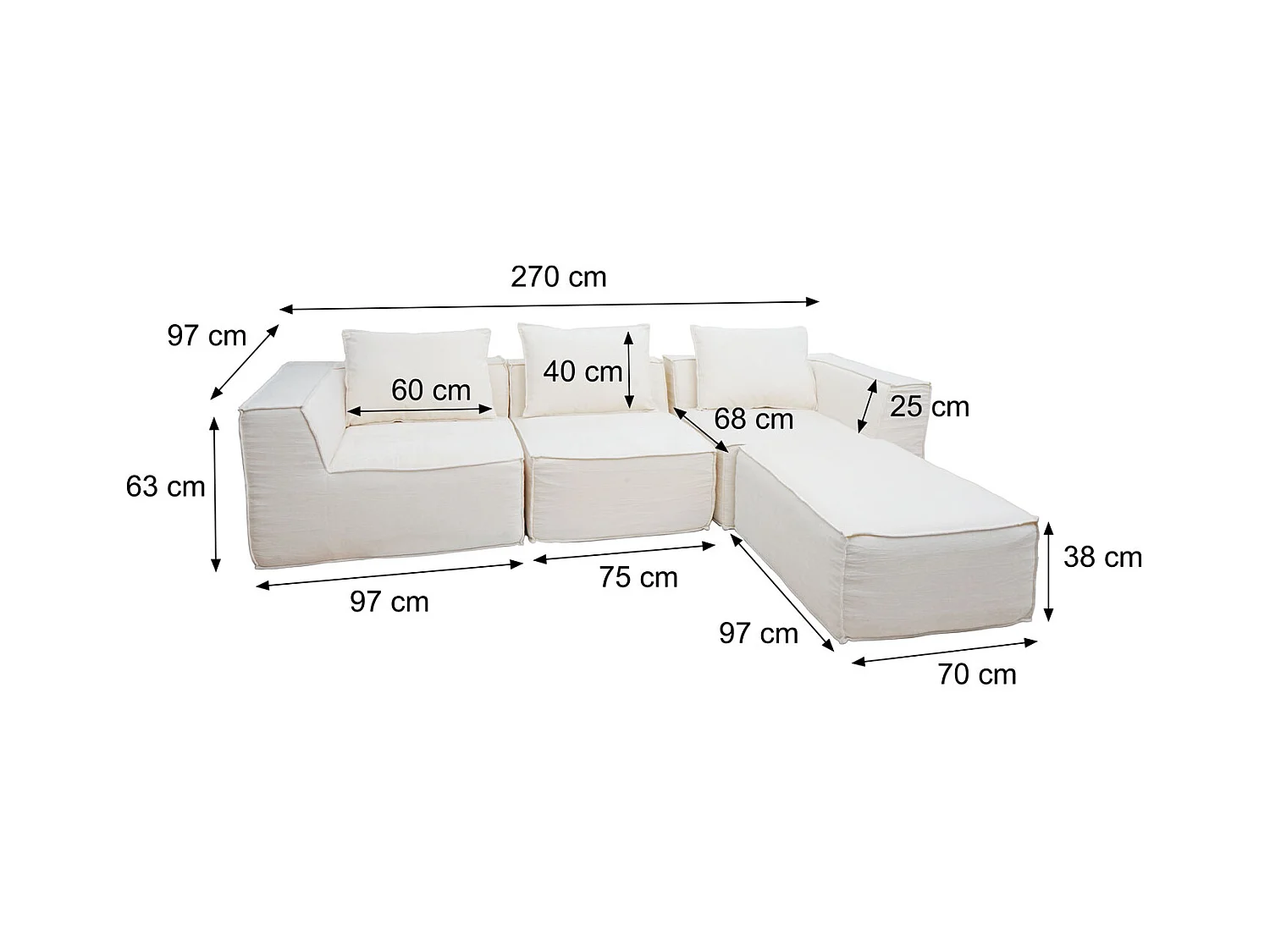 Ensemble canapé MCW-O54 (4 pièces),  terre cuite