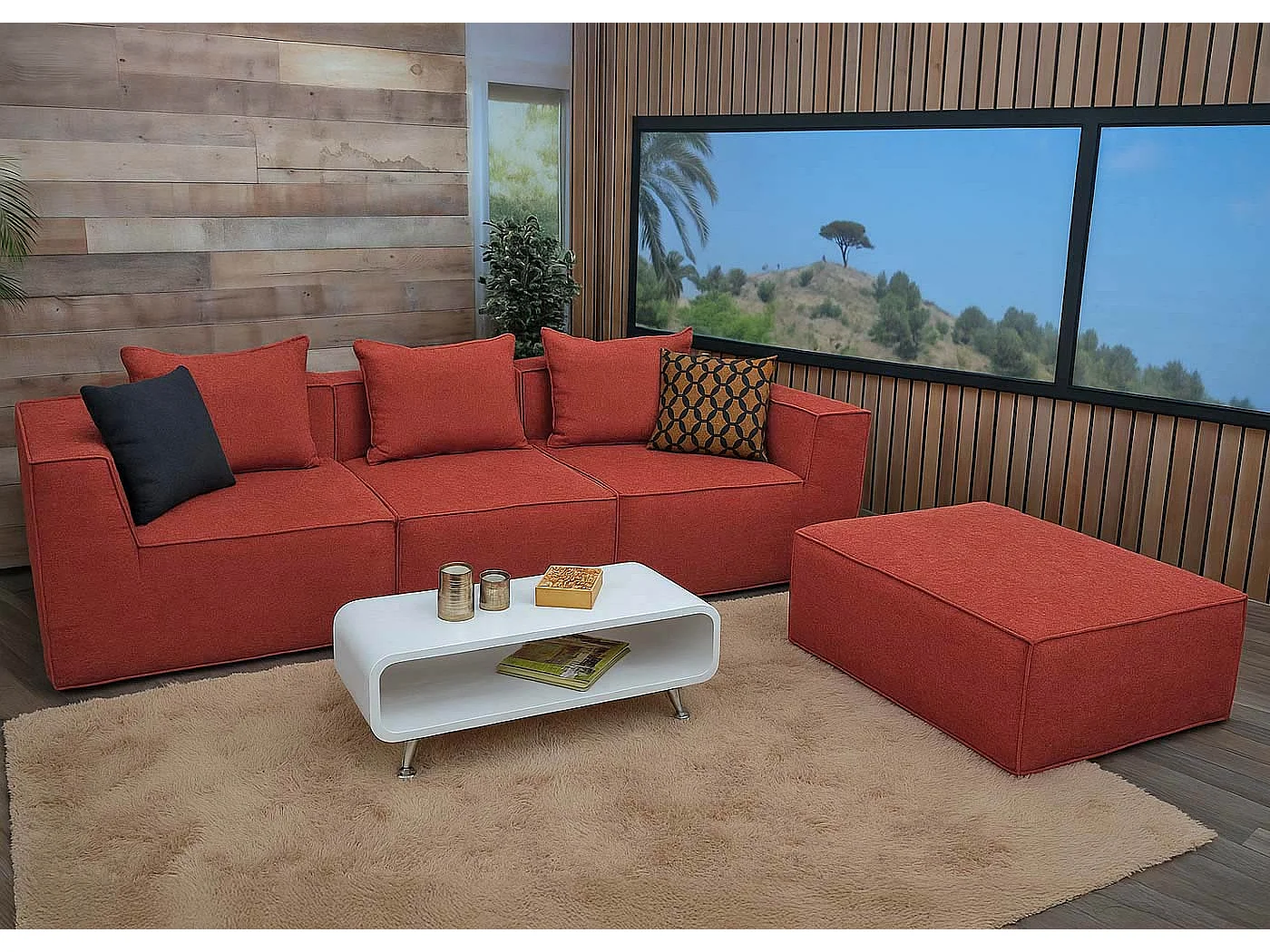 Ensemble canapé MCW-O54 (4 pièces),  terre cuite