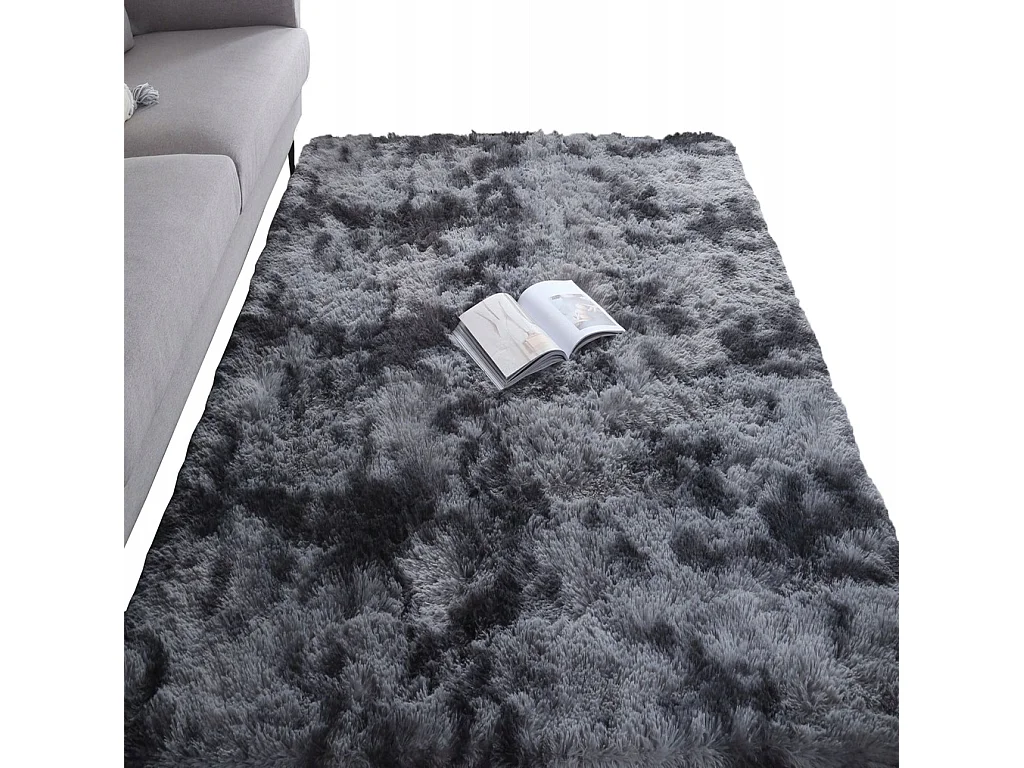 Plush shaggy tapijt, zacht, donkergrijs, 120 x 170 cm, bont, dicht geweven