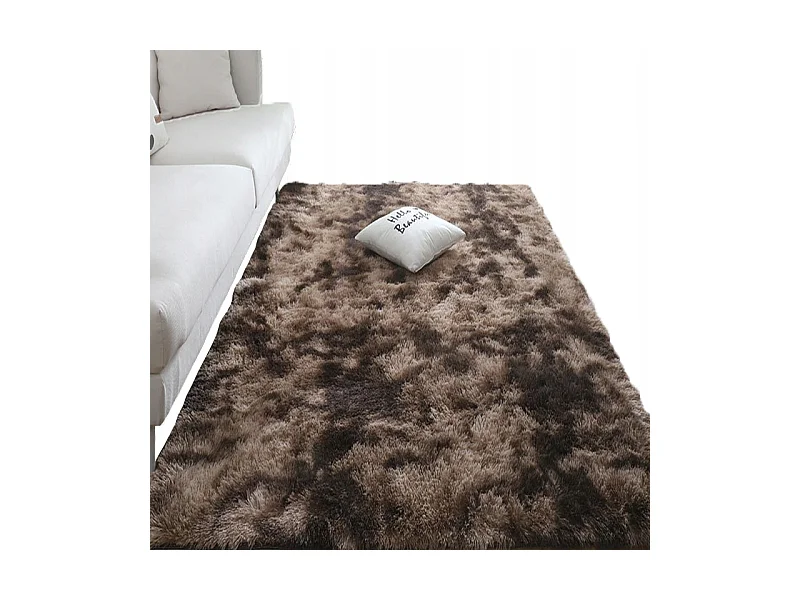 Tapis brun en peluche toute douce rabbit shaggy à poils longs 150x100 cm xl épais