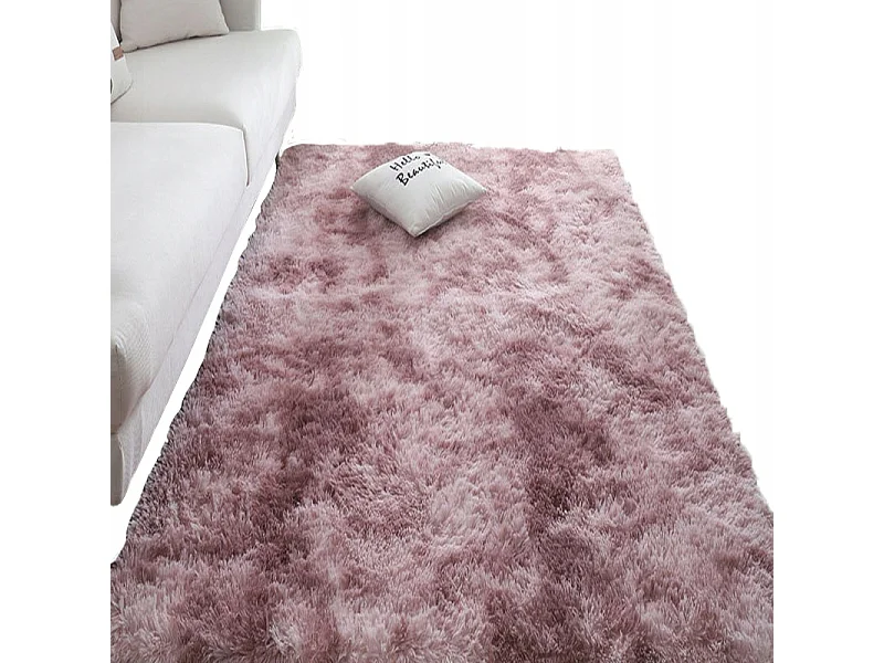 Dywan różowy pluszowy shaggy włochacz rabbit 220x160 cm mięciutki miły xxl