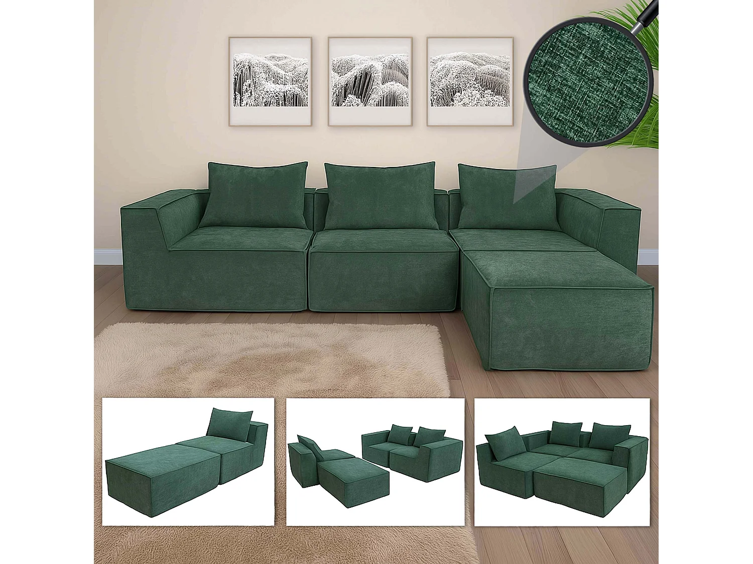 Sofagruppe MCW-O54 (4-delt),  grøn