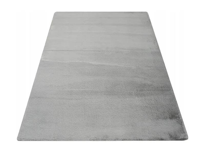 TAPIS EN PELUCHE GRIS CLAIR DOUX ET AGRÉABLE EN FOURRURE DE LAPIN 140 x 200 CM