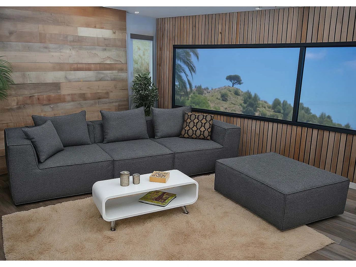 Bankstel MCW-O54 (4-delig),  donkergrijs