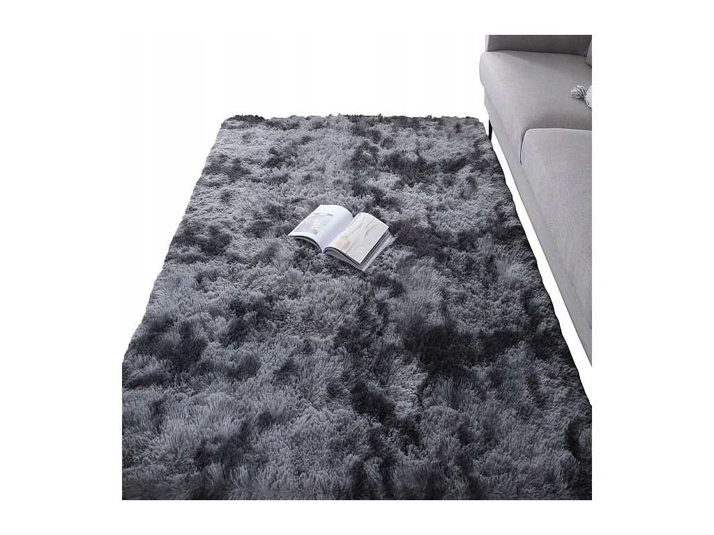 Zachte pluche shaggy vloerkleed donkergrijs 60x90 cm bont