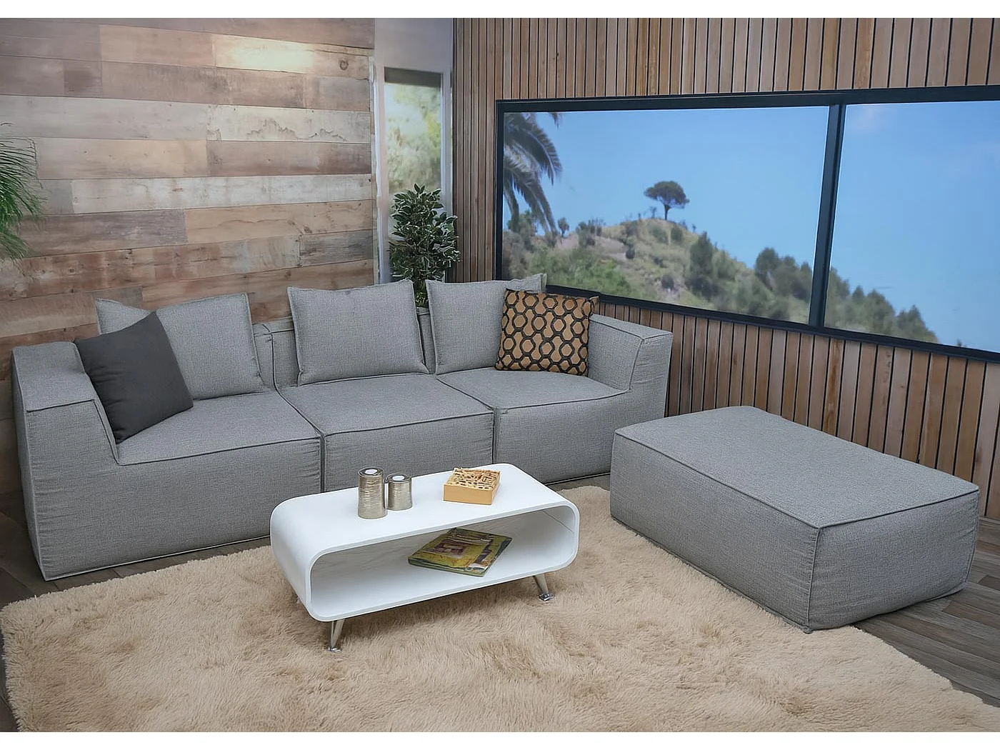 Bankstel MCW-O54 (4-delig),  lichtgrijs