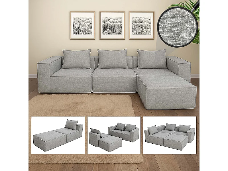 Bankstel MCW-O54 (4-delig),  lichtgrijs