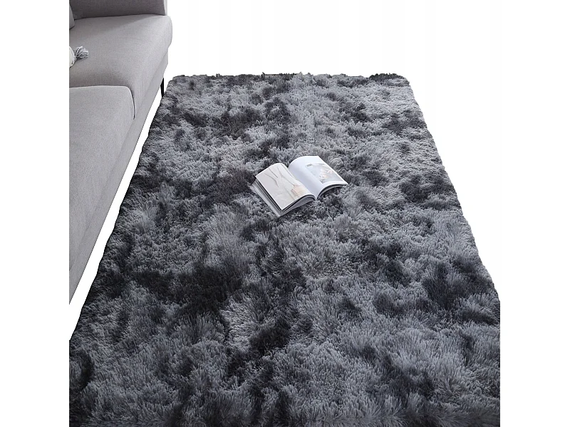 Shaggy pluche zacht hoogpolig tapijt 80x150 cm donkergrijs bont