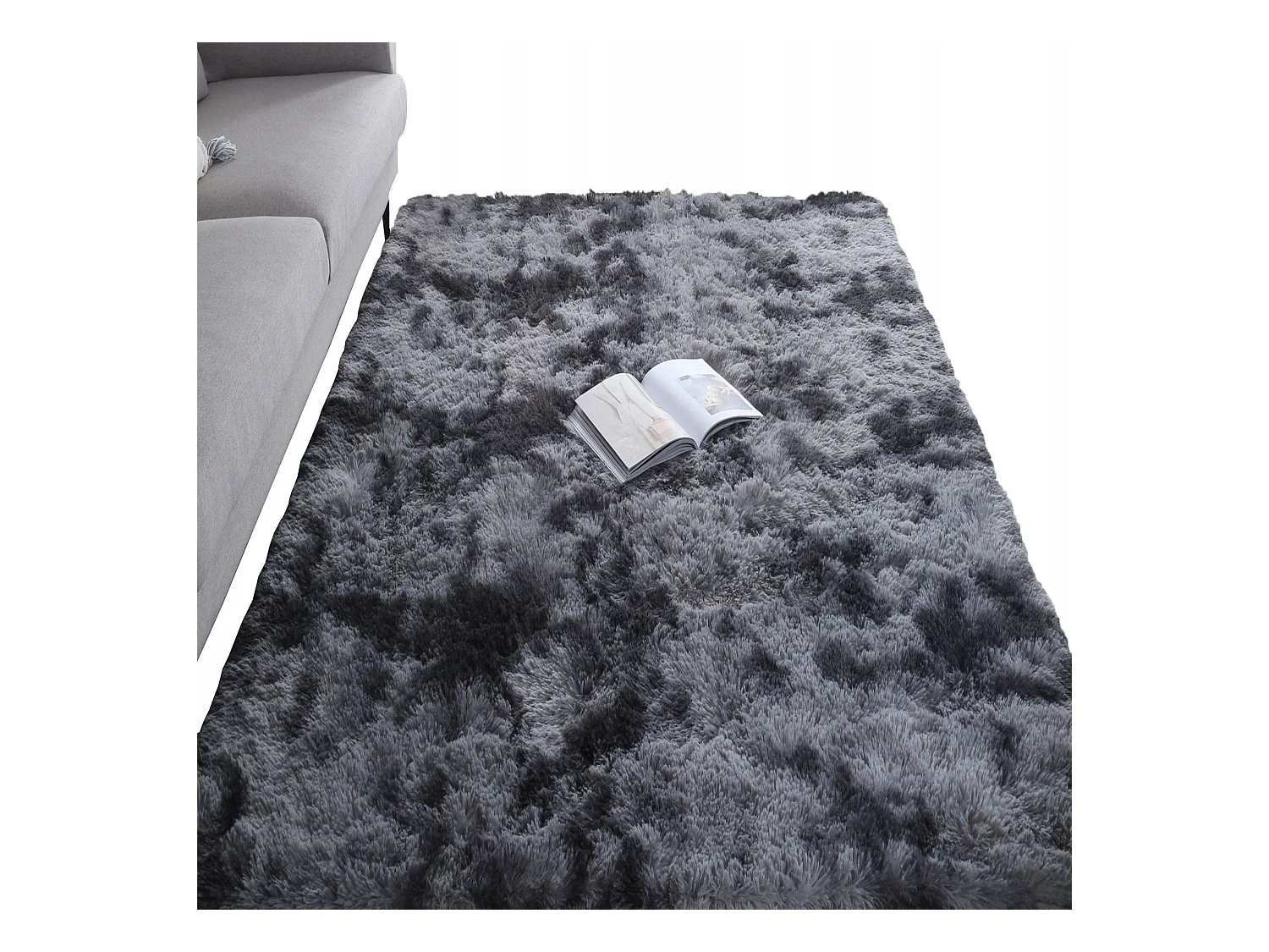 Shaggy-Teppich, weich und flauschig, 80 x 150 cm, dunkelgrau