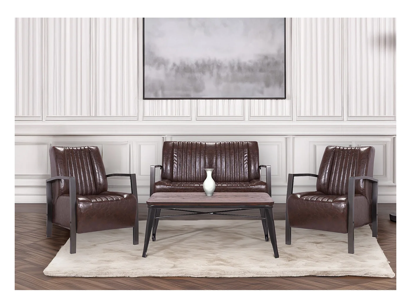 Wohnzimmer-Set MCW-H10 (4-teilig), Braun