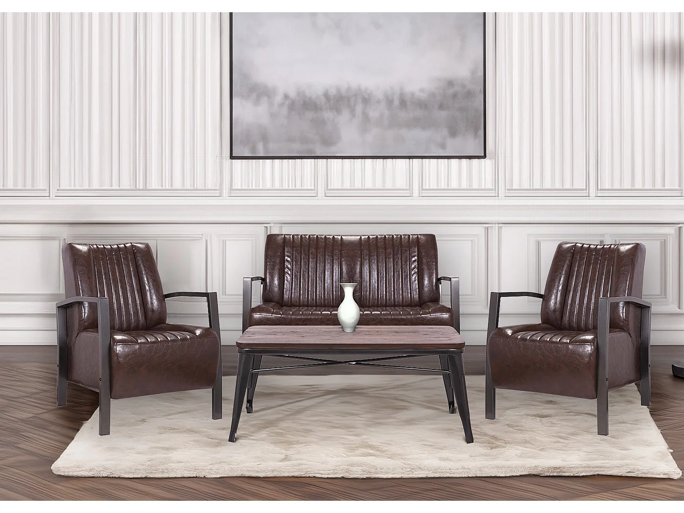 Zestaw do salonu MCW-H10 (4-częściowy),  brązowy