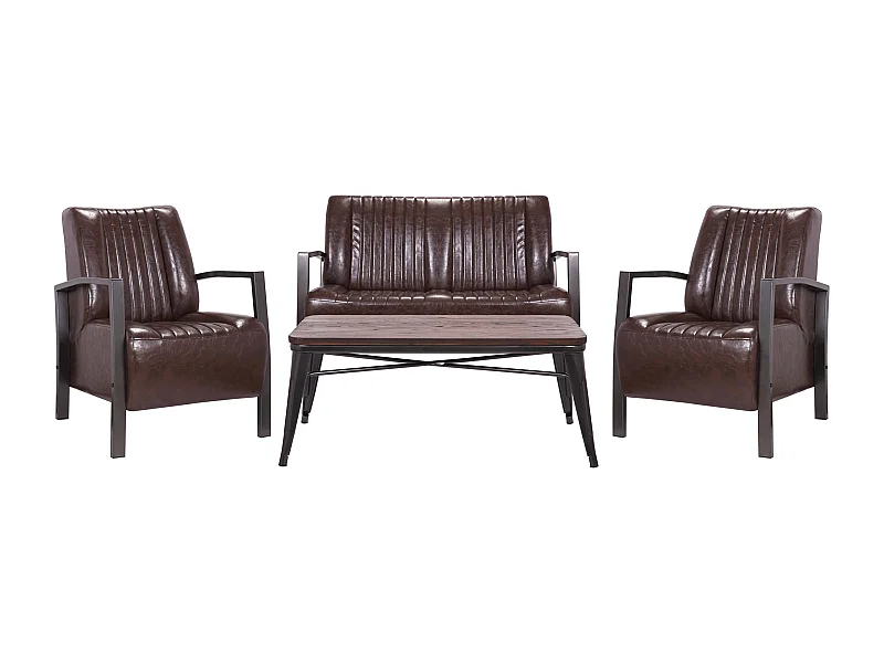 Wohnzimmer-Set MCW-H10 (4-teilig), Braun