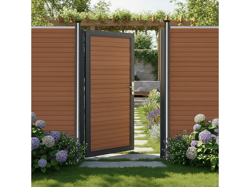 WPC Sichtschutzzaun Tor – Braun