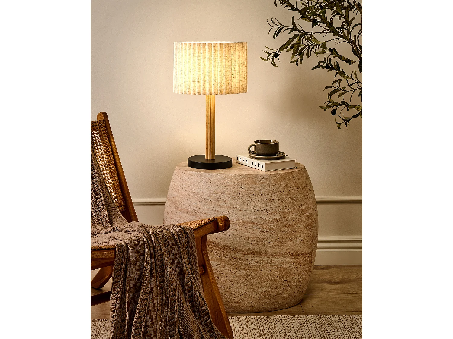 Table Lamp BELESSA Linen Light Beige