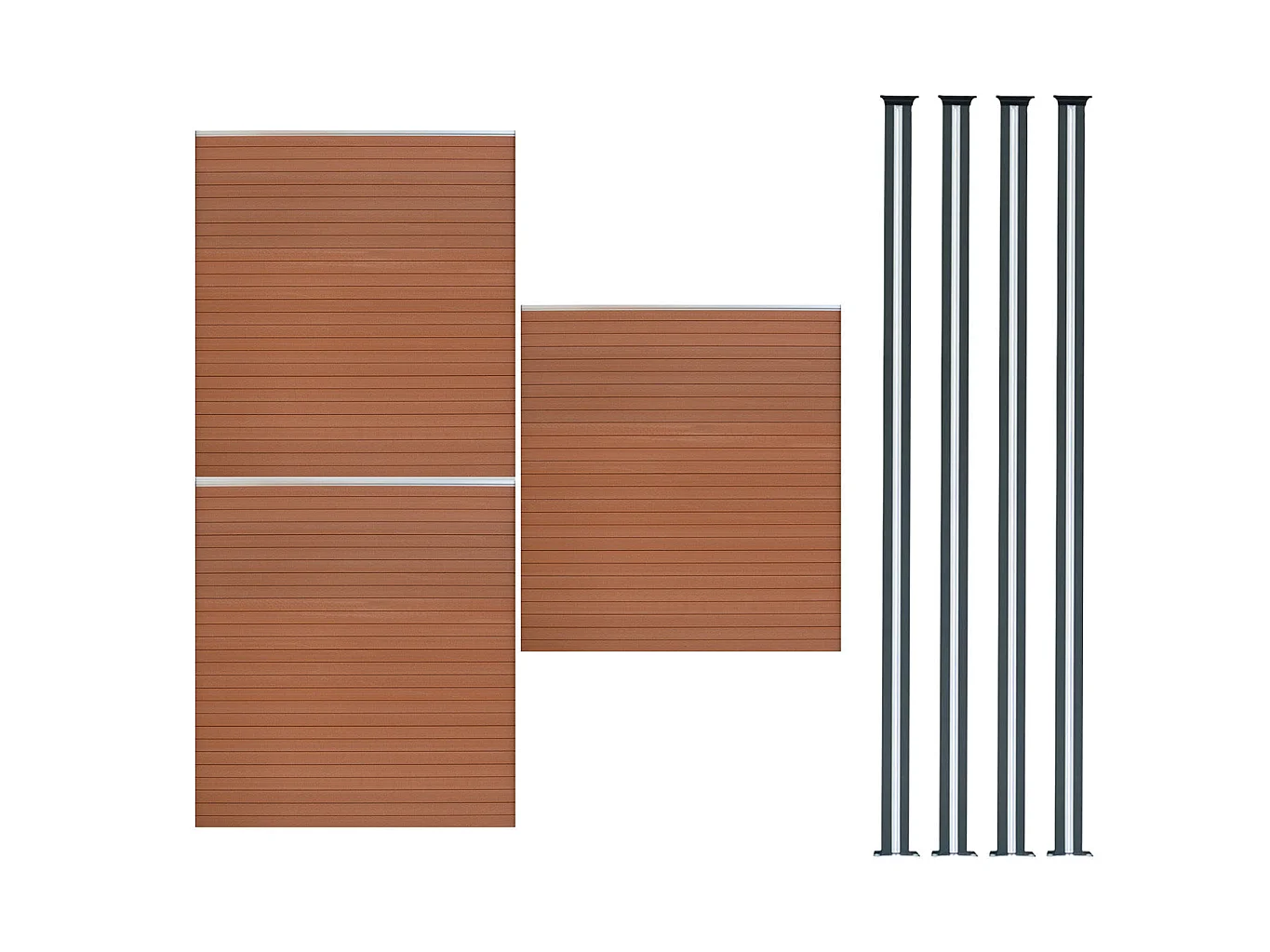 Composite Fence Panels & LED Posts 6ft x 17ft - Brown