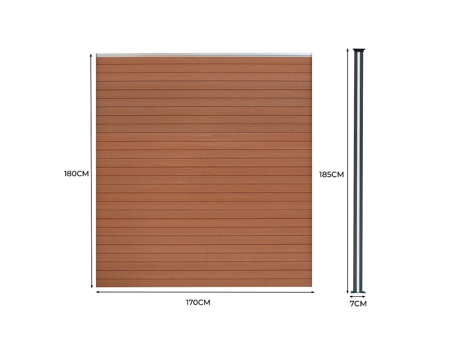Composite Fence Panels & LED Posts 6ft x 17ft - Brown