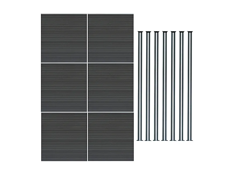 Vallas para exteriores de WPC y Aluminio - 6x Paneles + 7 Postes | Gris