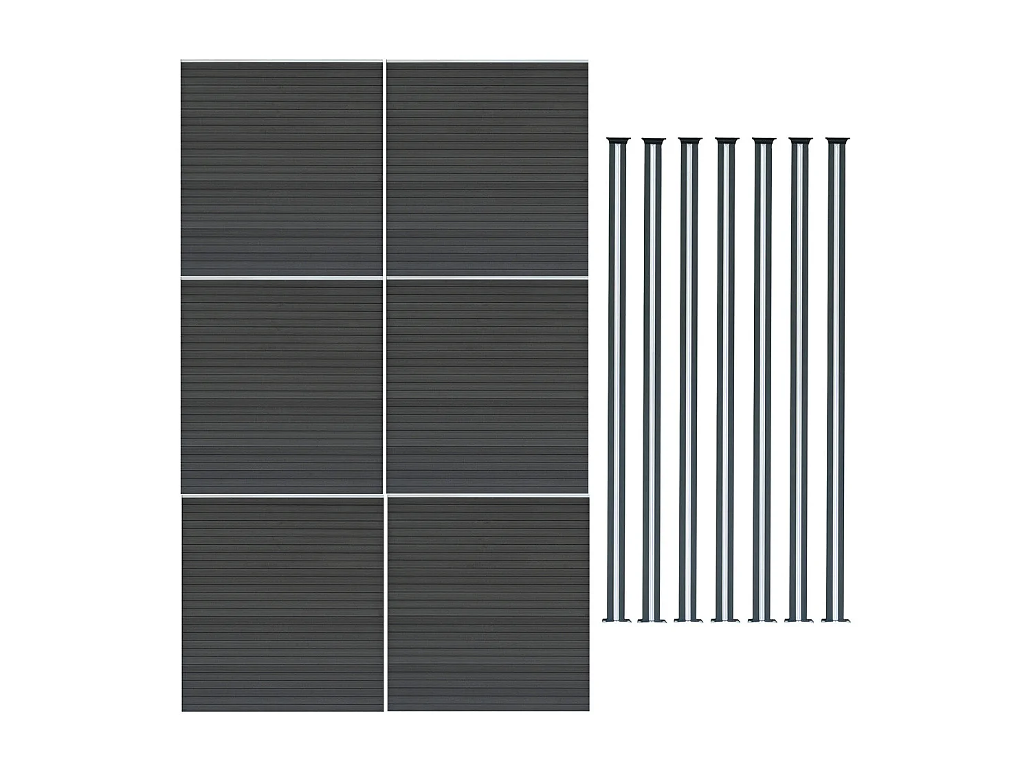 Pannelli Recinzione x6 + Pali LED x7 in Alluminio - Grigio