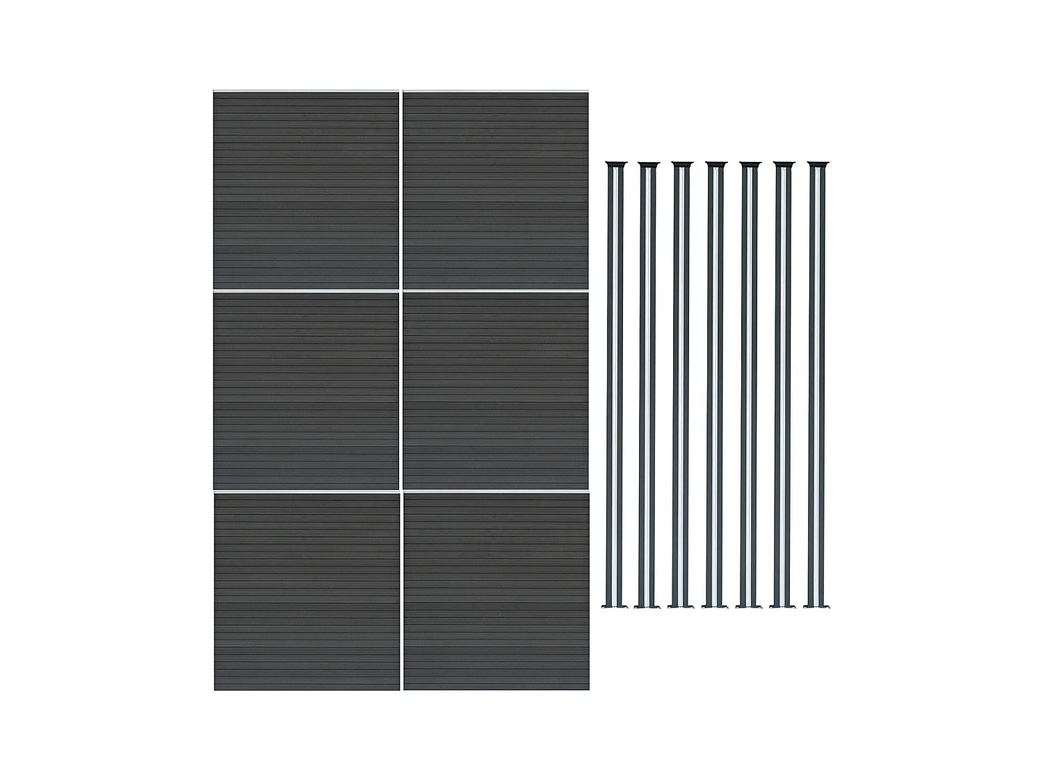 Vallas para exteriores de WPC y Aluminio - 6x Paneles + 7 Postes | Gris