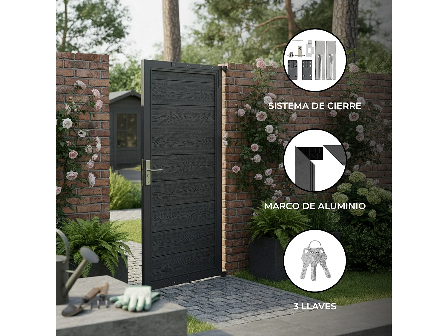 Porta da Giardino in Pannello Ecolegno - Grigio