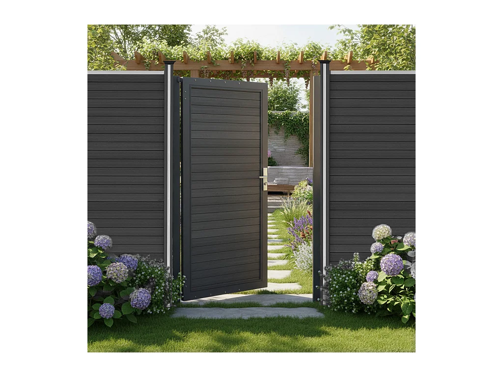Puerta para Vallas para exteriores de WPC y Aluminio | Gris