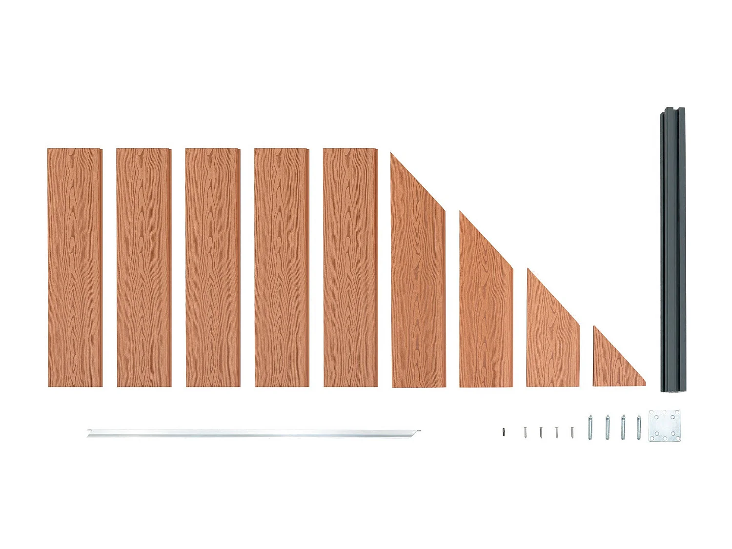 Kit Clôture Panneau Composite Incliné - Marron