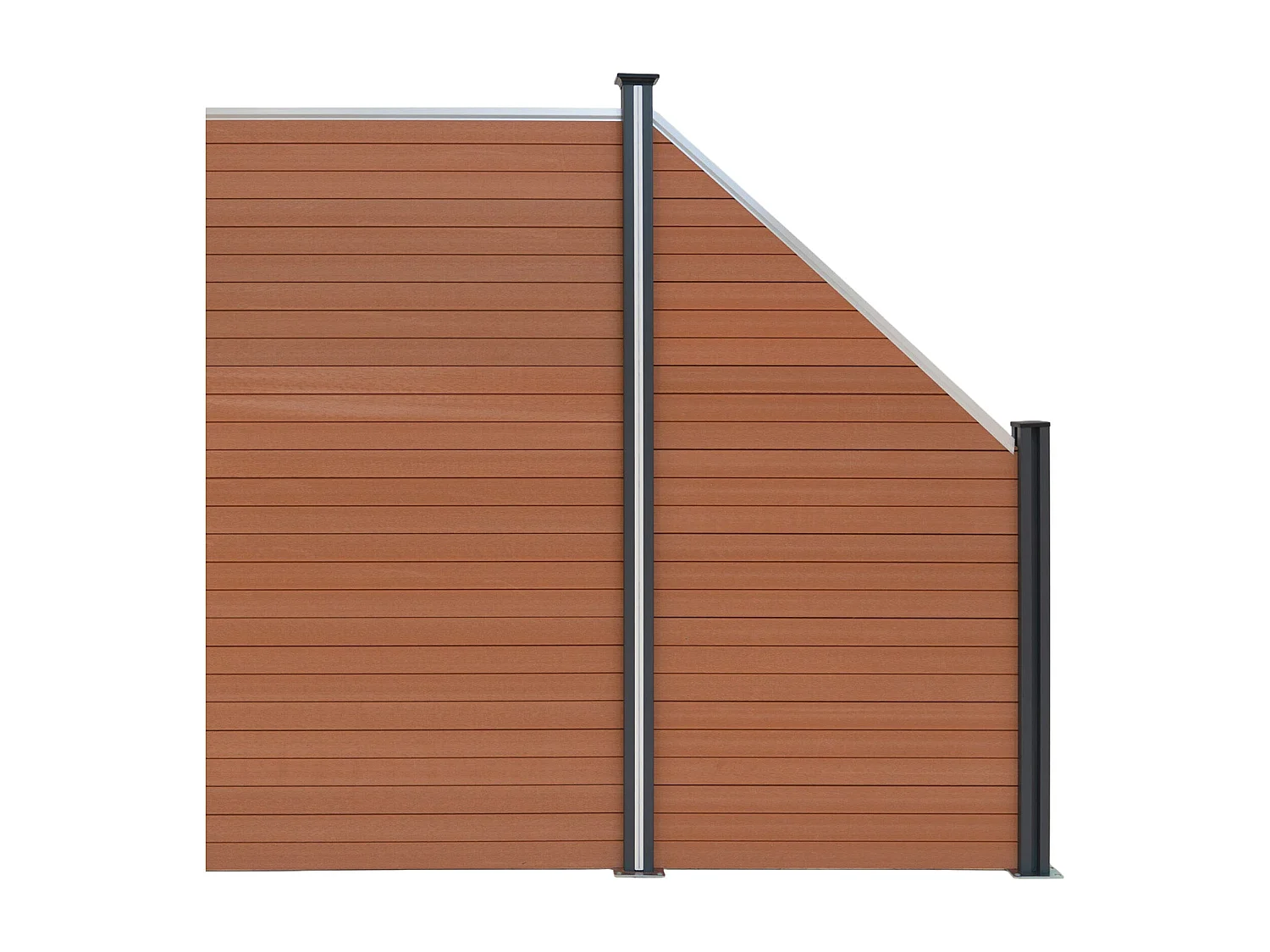 Kit Clôture Panneau Composite Incliné - Marron
