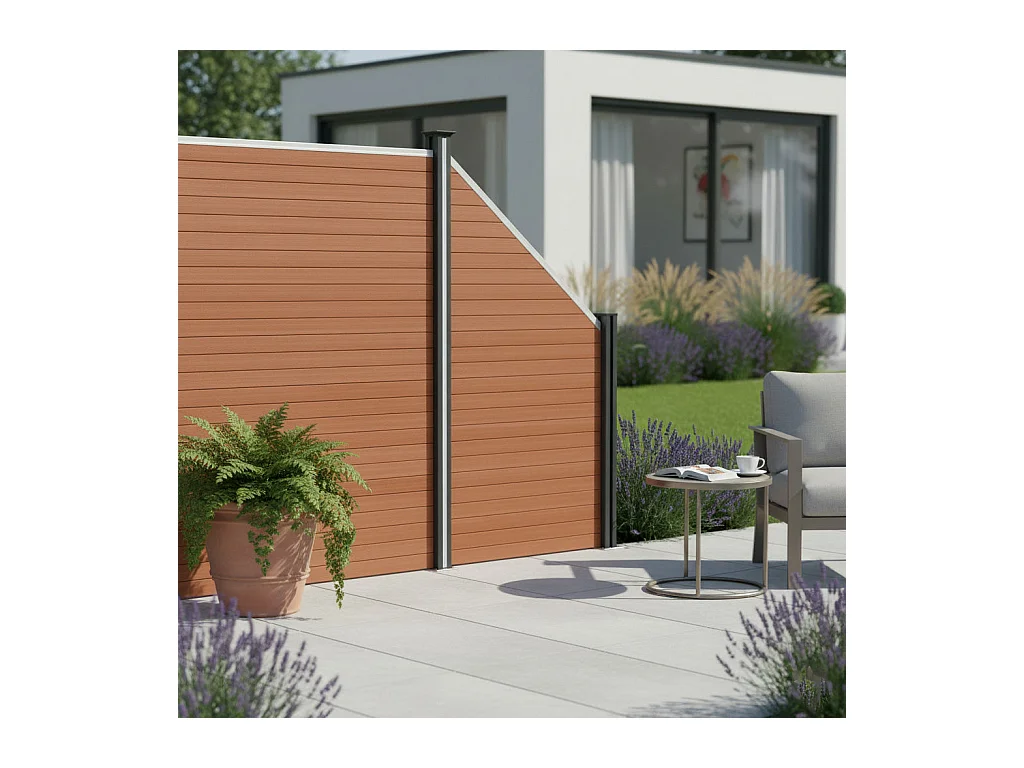 Composiet Schuin Schutting Paneel - Bruin