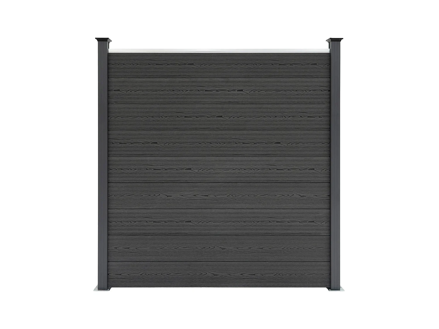 Vallas para exteriores de WPC y Aluminio - 6xPaneles Cuadrados + 1x Oblicuo + 7x Postes con LED | Gris