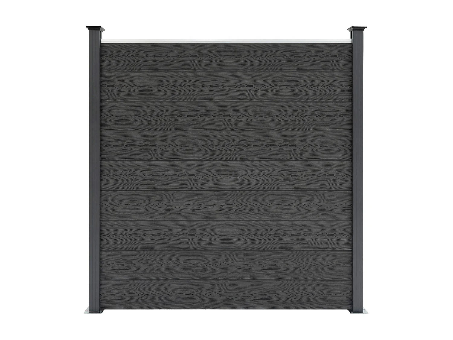 Pannelli Recinzione x6, Elemento Angolare e 7 Pali LED - Grigio