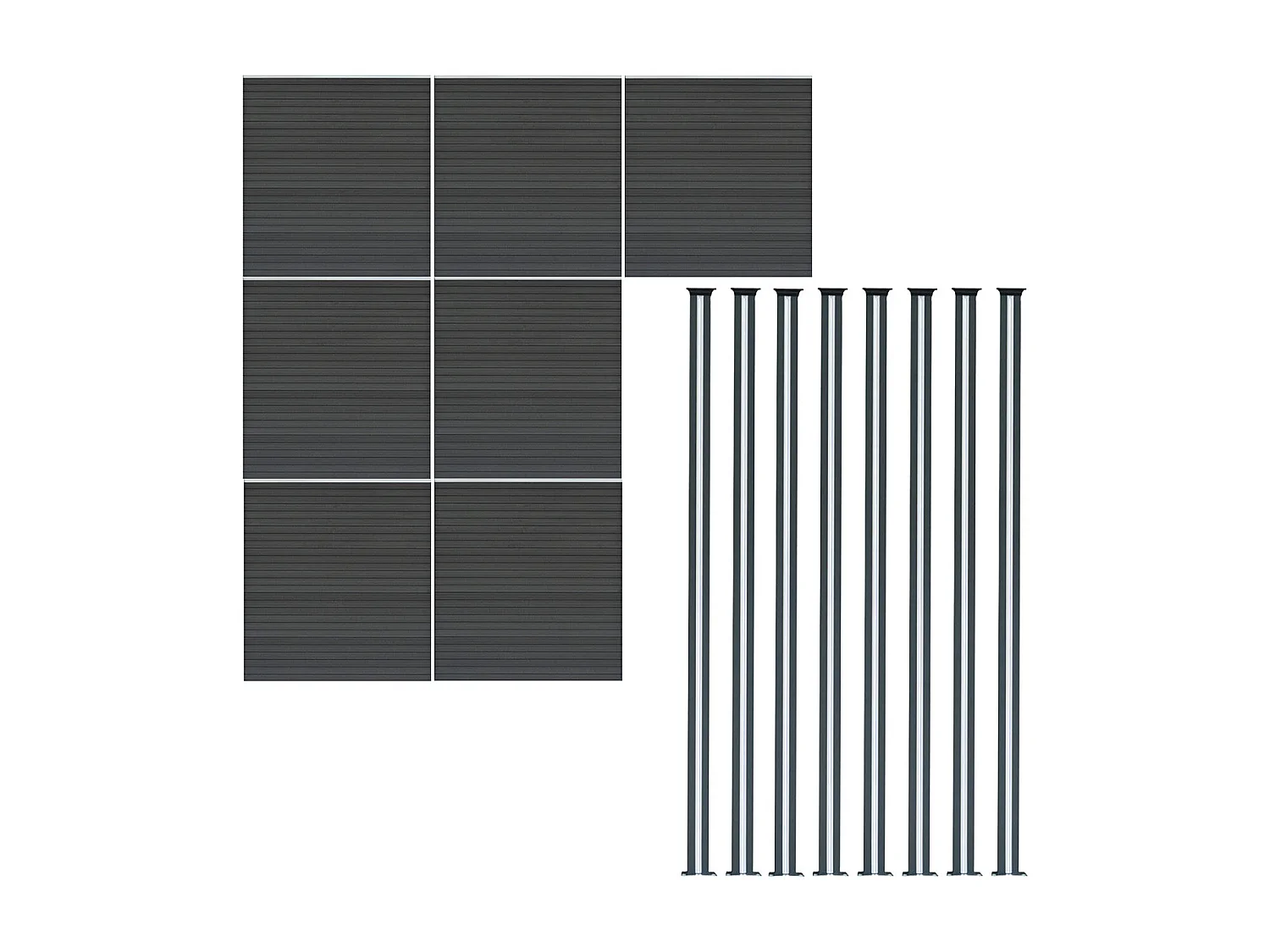 Pannelli Recinzione x7 + Pali LED x8 in Alluminio - Grigio