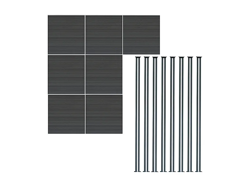 Panel ogrodzeniowy kompozytowy x 7 i słupki LED 6 stóp x 40 stóp - szary