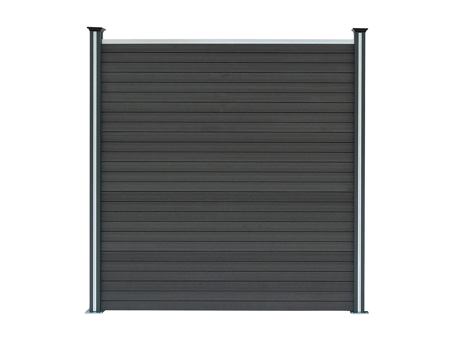 Pannelli Recinzione x3, Elemento Angolare e 4 Pali LED - Grigio