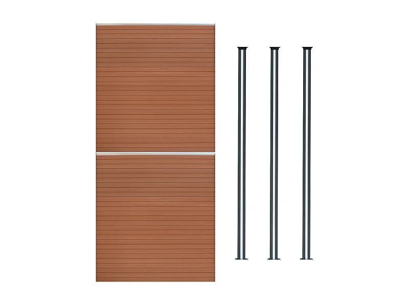 Composiet Schutting Paneel x 2 & LED Palen x 3 - Bruin