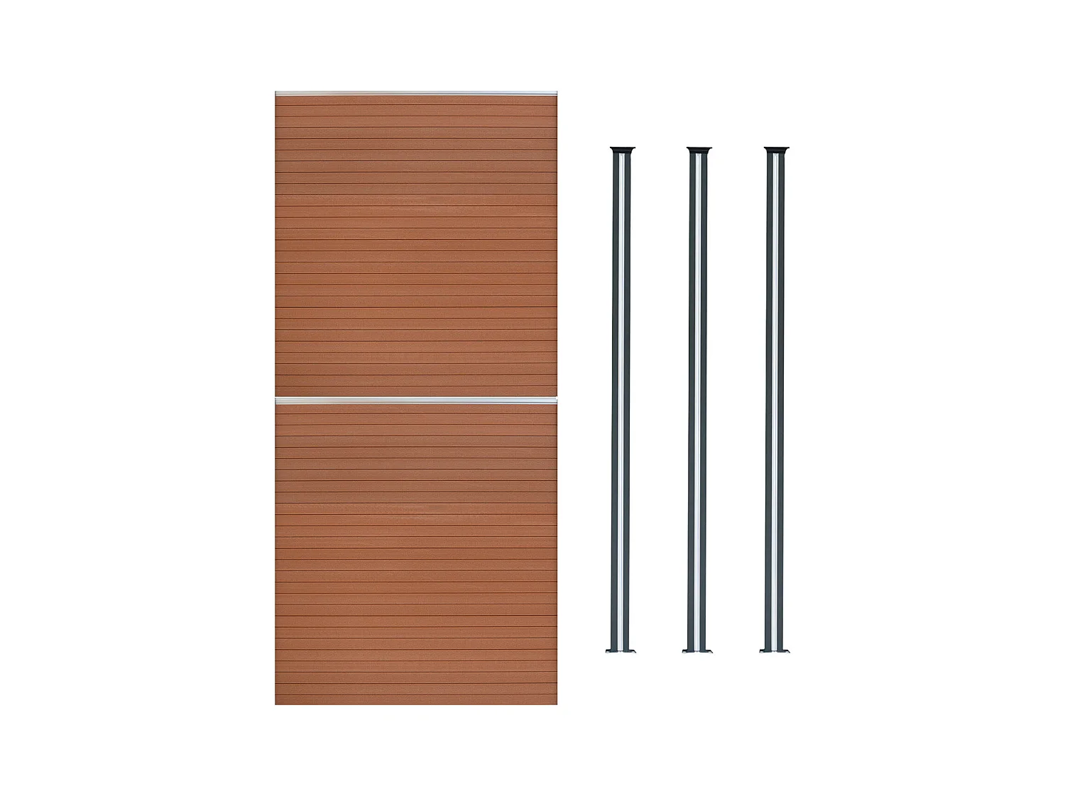 Composiet Schutting Paneel x 2 & LED Palen x 3 - Bruin