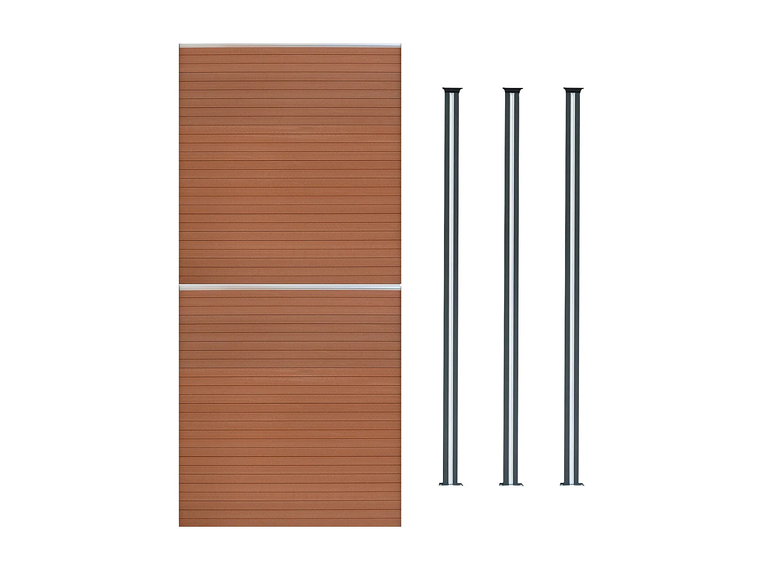 Composiet Schutting Paneel x 2 & LED Palen x 3 - Bruin