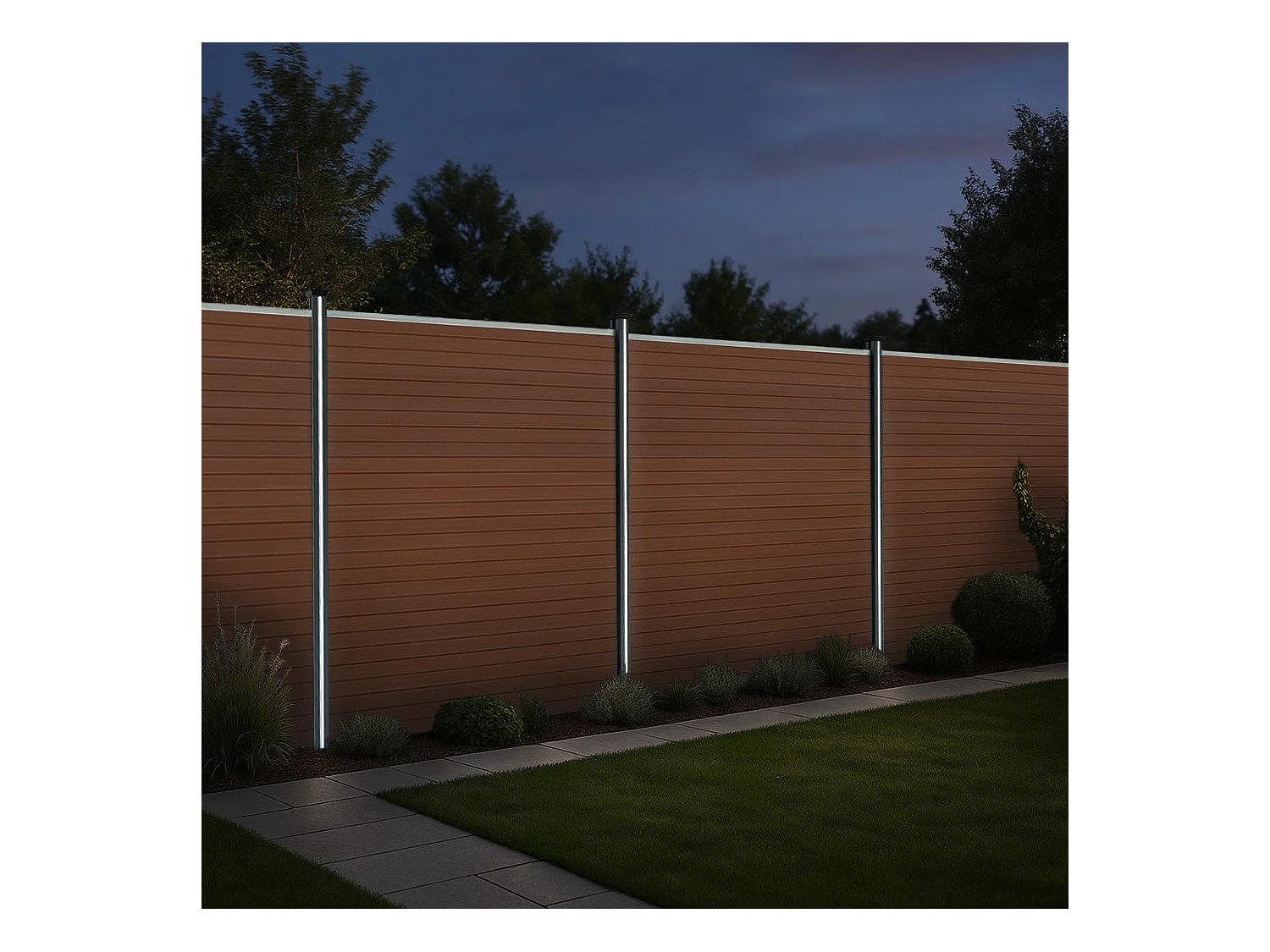 Vallas para exteriores de WPC y Aluminio - 7x Paneles + 8 Postes | Marrón