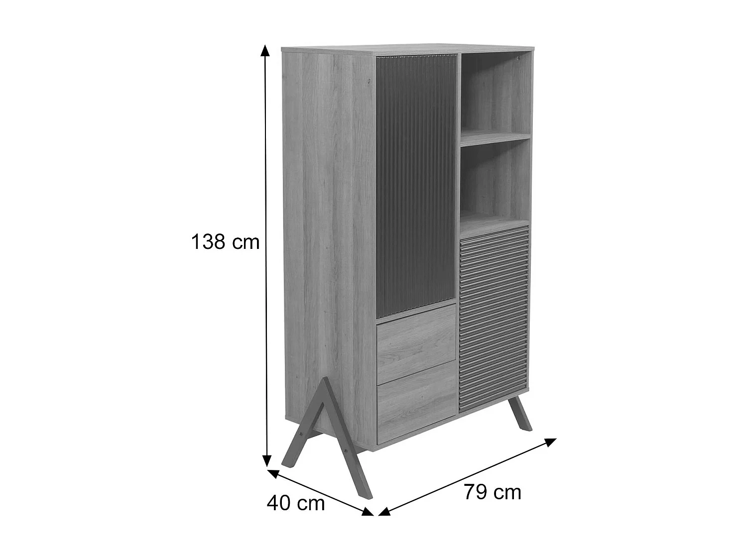 Armoire haute MCW-O40,  aspect noyer