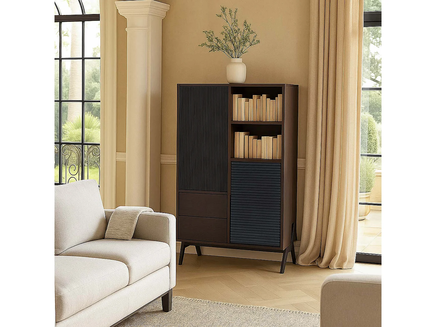 Armoire haute MCW-O40,  aspect noyer