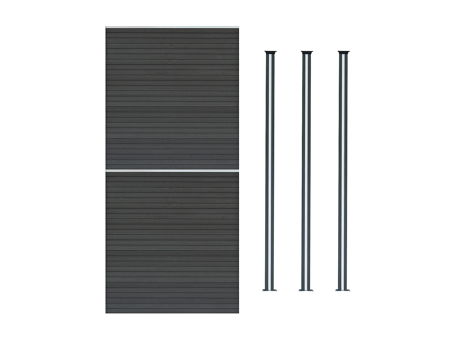 Composiet Schutting Paneel x 2 & LED Palen x 3 - Grijs