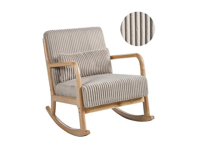 Fauteuil à bascule SORSELE Velours côtelé Beige