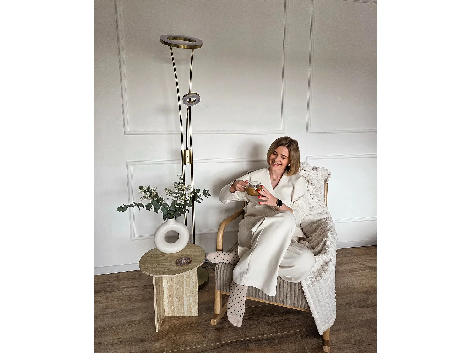 Rocking Chair SORSELE Corduroy Beige