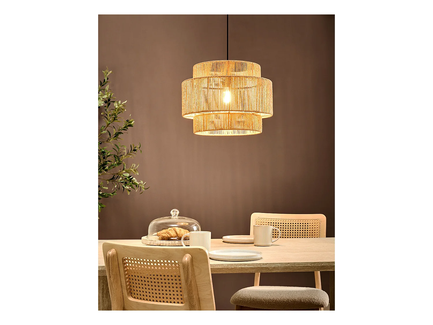 Lampe suspension WOKIRO Corde en papier Naturel