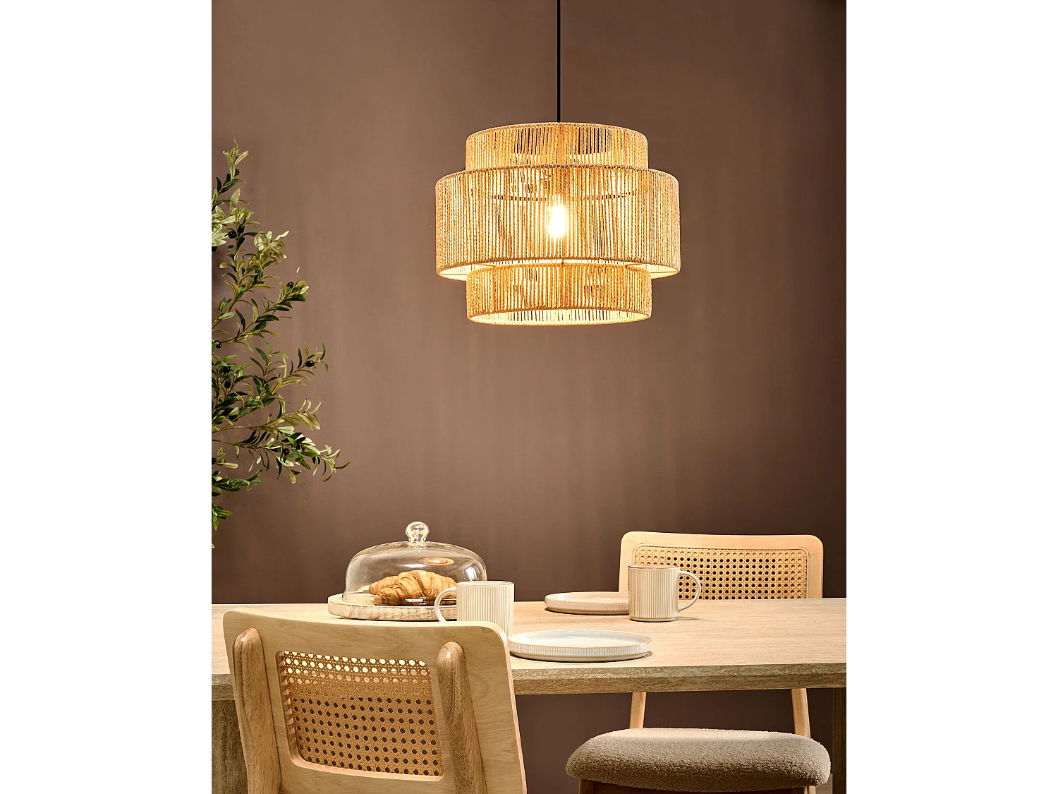 Lampe suspension WOKIRO Corde en papier Naturel