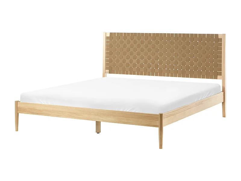 Lit avec sommier Bois de pin BRUNEMONT 180 x 200 cm Marron clair