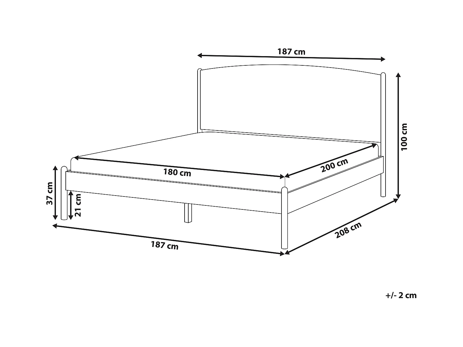 Lit avec sommier Bois de pin CLAIRAC 180 x 200 cm Marron clair