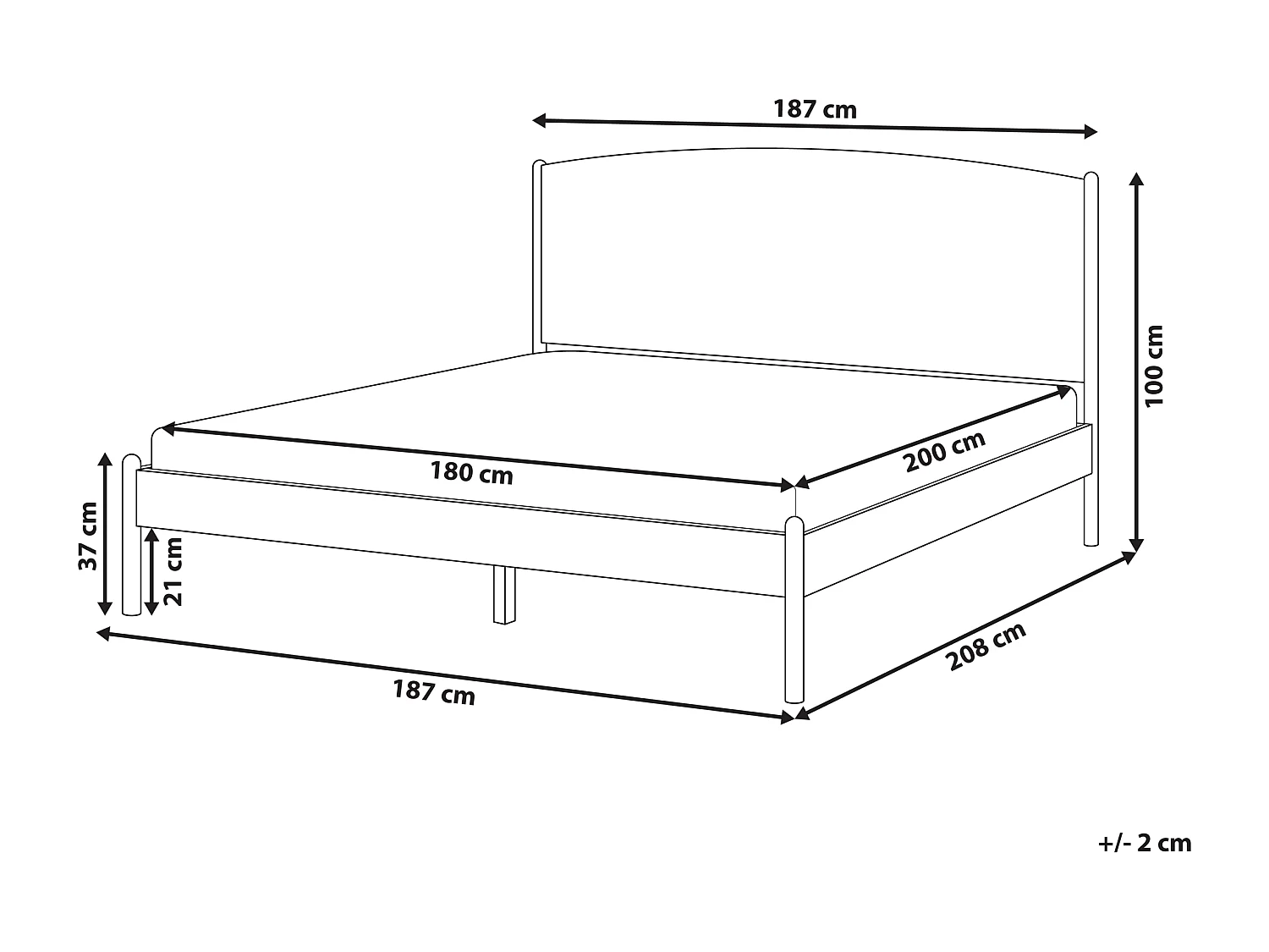 Lit avec sommier Bois de pin CLAIRAC 180 x 200 cm Marron clair