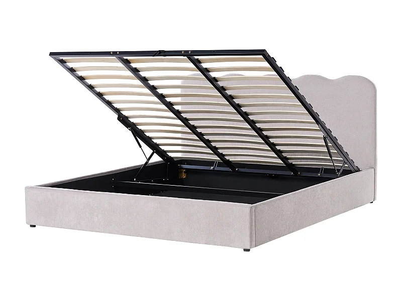 Lit ottoman Tissu chenille NANTERRE 180 x 200 cm Beige